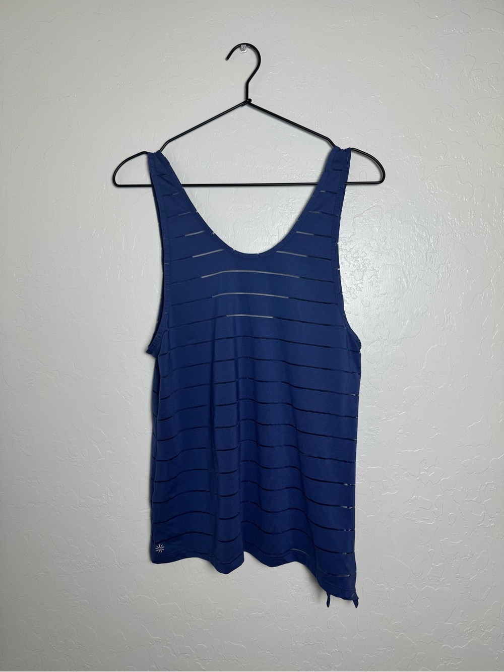 Athleta Navy Blue Sheer Striped Max Out Tank